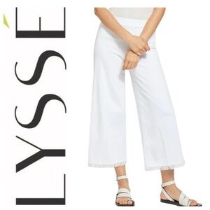 LYSSE White Shiloh Palazzo Wide Leg Fringed Jeans Size Medium or W28 NWOT